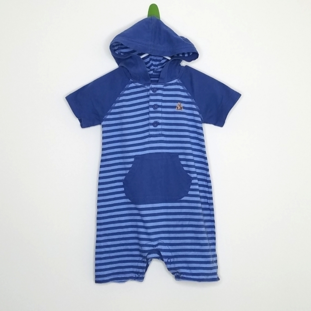 Gap Stripe Bear Hoodie Romper 18-24m